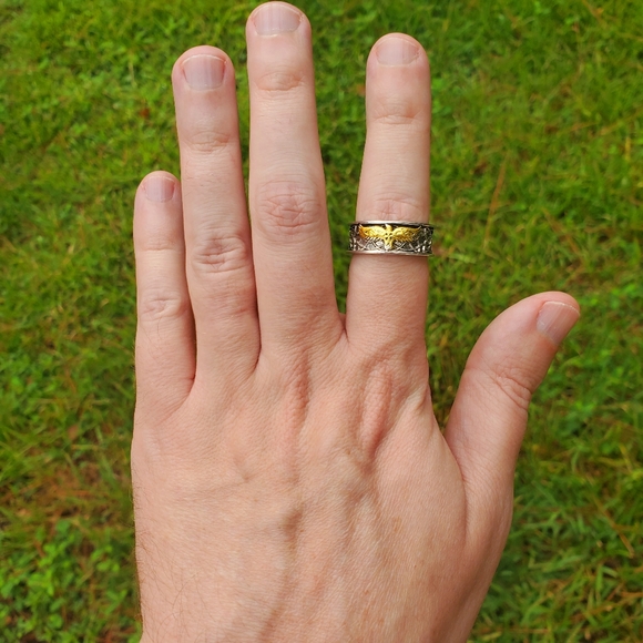 American Patriot Golden Eagle Elvish Ring Size 9 - Picture 4 of 7